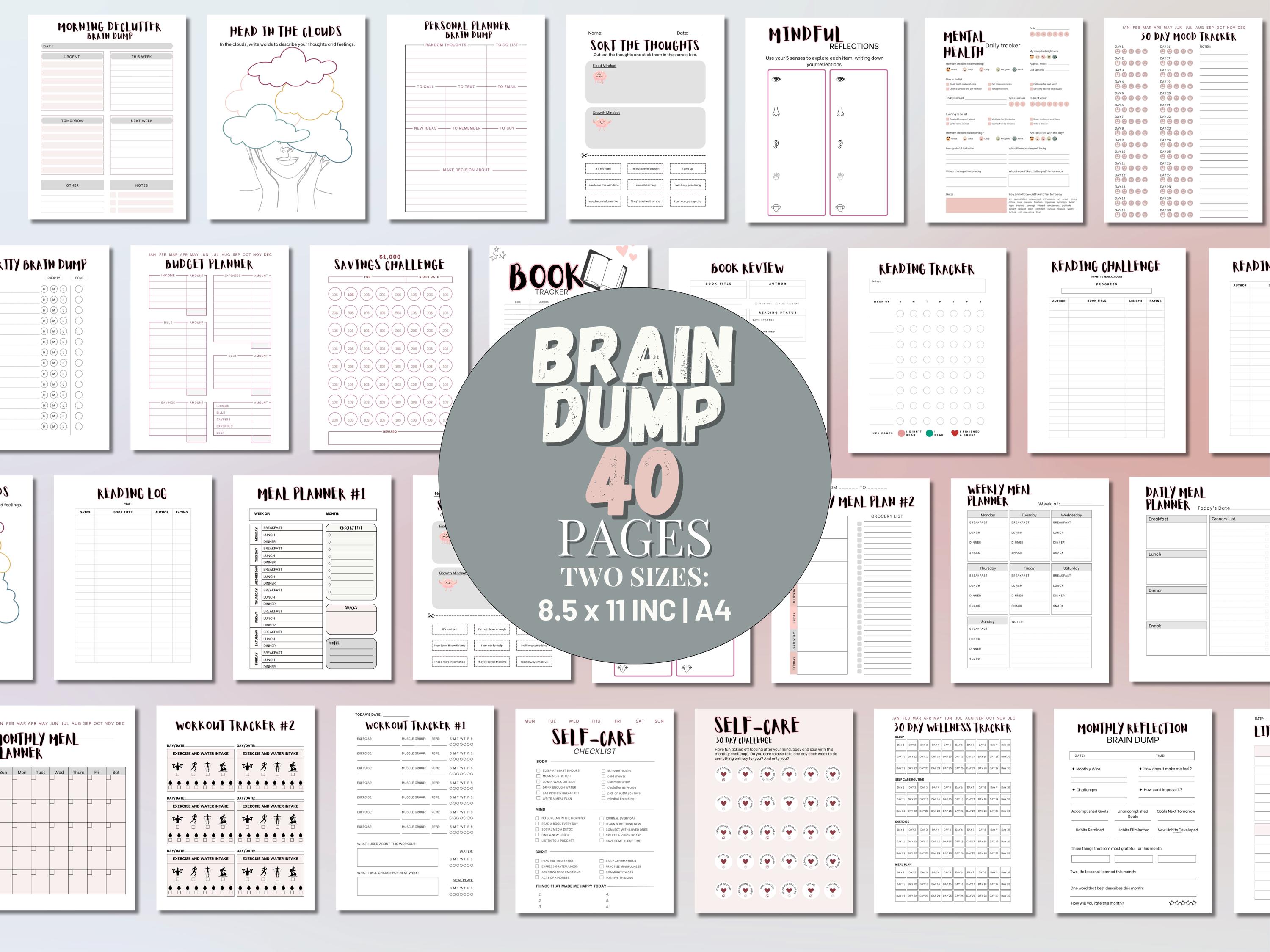 Brain Dump Printable Planner ADHD Thought Organizer Worksheet ADHD ...