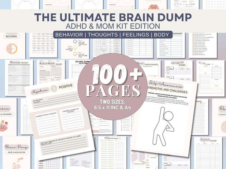 ADHD Brain Dump Printable Planner: Anxiety & Thought Organizer (PDF ...