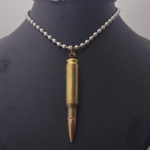 Collana con ciondolo a forma di proiettile 308, 7,62x51 NATO, catena in acciaio inossidabile