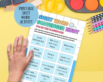 Klassenzimmer-Sicht Wort Schnitzerei, Druckbare Aktivität, Jagd nach Wörtern, Kinder Phonics Spiel, knifflige Wortübungen, Lesehilfe, Spaß beim Lernen