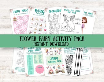 Fee Aktivität Paket, 8 druckbare kreative Übungen, Kinder DIY Party, Märchen Aufgaben, Sofortiger Download Arbeitsblätter, nach der Schule, Alter 4-9