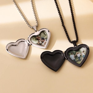 Herz-Medaillon-Halskette mit Foto, Liebhaber-Geschenk für sie, Foto-Medaillon-Halskette, Liebes-Anhänger-Bild-Medaillon, personalisiertes Geschenk für sie / ihn