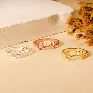 Bague prénom arabe en or, bague lettre arabe, bague personnalisée, cadeaux islamiques, bijoux arabes, cadeau pour elle, cadeau d'anniversaire, bague en argent délicate