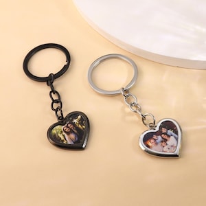 Personalized Picture Keychain,Personalized Text Keychain,Heart Photo Box Keychain Charm,personalised keyring,Anniversary Gift,gift for her