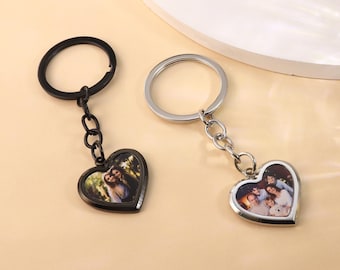 Personalized Picture Keychain,Personalized Text Keychain,Heart Photo Box Keychain Charm,personalised keyring,Anniversary Gift,gift for her