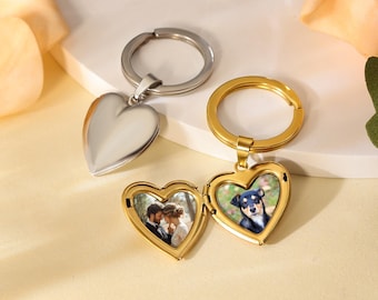 Custom Locket Keychain with Photo, Memorial Keychain, Personalized Locket with Photo, Photo Keepsake, Mom Gift, Wedding Gift, Gift for Her