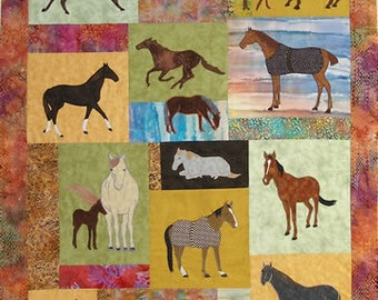 Just Horses 2, a PDF (DOWNLOADABLE) Machine Applique pattern by Debora Konchinsky, Critter Pattern Works