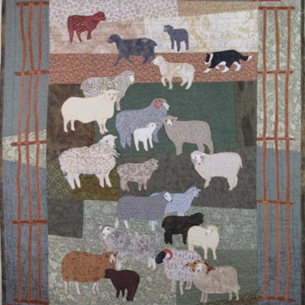 Woolly Sheep  PDF (DOWNLOADABLE) Machine Applique Pattern, by Debora Konchinsky, Critter Pattern Works