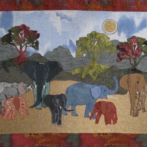 Elephants Machine Applique Quilt Pattern  by Saja Stark, Critter Pattern Works, FREE shipping!