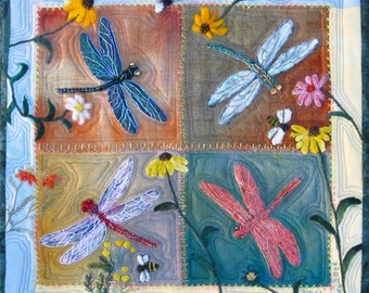 Dragonflies in Wool BEGINNER Felted Applique printed Pattern, by Debora  Konchinsky