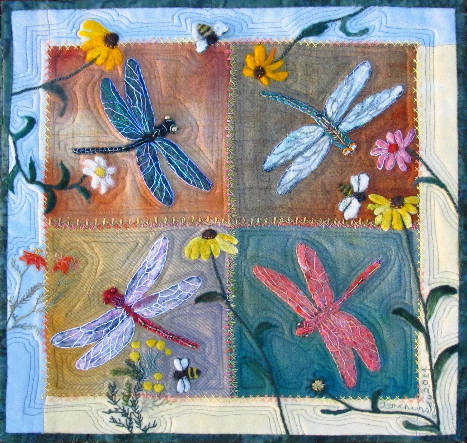 Birds in Wool a Hand Needle Felted Applique Pattern by Debora Konchinsky