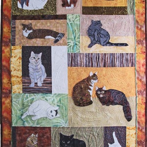 Our Cats machine applique pattern by Debora Konchinsky Critter Pattern Works,   FREE shipping!