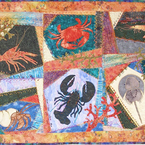 Crustaceans,  Machine Applique Pattern, Crazy Quilt Pattern,  Debora Konchinsky,  Critter Pattern Works,  Free shipping!