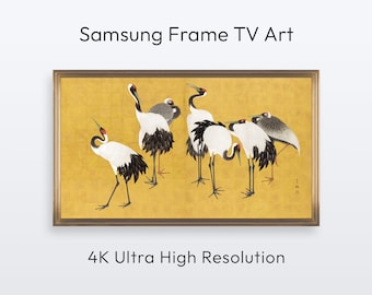 Samsung Frame TV Art: Japanese Crane Painting. Vintage Asian (4K Digital Print Download)