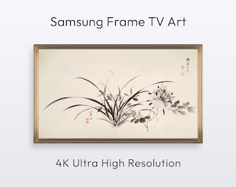 Samsung Frame TV: Vintage Japanse kunst. Sumi-e schilderij van Reed (digitale download)