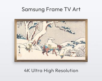 Samsung Frame TV Art: Besneeuwde berg. Japans schilderij (4K digitale print download)