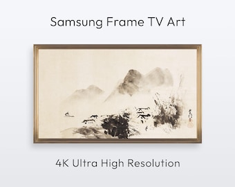 Arte para Samsung Frame TV: Montanha Nebulosa. Pintura a tinta japonesa (Download de impressão digital 4K)