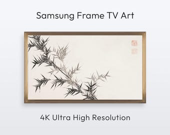 Décoration pour téléviseur Samsung Frame : Peinture à l'encre de bambou Sumi-e (Téléchargement d'impression numérique 4K)
