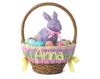 Personalized Easter Basket Liner Size Small, Easter Basket Liner, Custom Basket Liner, Basket not included - Pastel Plaid