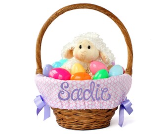 Personalized Easter Basket Liner Size Small, Easter Basket Liner, Custom Basket Liner, Basket not included - Pink Quatrefoil