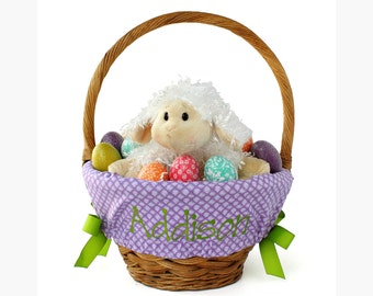 Personalized Easter Basket Liner Size Small, Easter Basket Liner, Custom Basket Liner, Basket not included - Purple Basksetweave