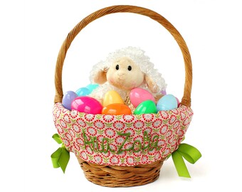 Personalized Easter Basket Liner Size Small, Easter Basket Liner, Custom Basket Liner, Basket not included -Pink Flowers