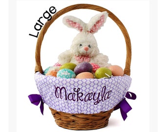 Large Personalized Easter Basket Liner For Oversized Easter Baskets, Custom Basket Liner, Basket not included - Lavender Quatrefoil