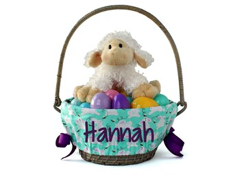 Personalized Easter Basket Liner Size Small, Easter Basket Liner, Custom Basket Liner, Basket not included - Glitter Rabbits