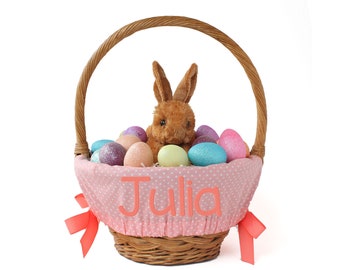 Personalized Easter Basket Liner Size Small, Easter Basket Liner, Custom Basket Liner, Basket not included - Blush Tiny Dots