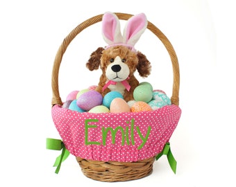 Personalized Easter Basket Liner Size Small, Easter Basket Liner, Custom Basket Liner, Basket not included - Rose Tiny Dots