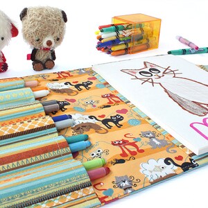 Stifteetui, Stifteetui, Buntstifteetui, Buntstifteetui, BuntstiftHalter, Ausmalspielzeug, Künstlertasche, Reisespielzeug, Buntstiftrolle - Garrn Cats