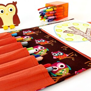 Buntstifte Etui, Geldbörse, Buntstifte Etui, Künstler-Etui, Reise-Spielzeug, Reise-Eulen, Buntstifte Etui - Braune Eulen