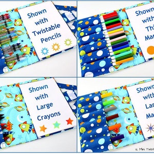 Crayon wallet, crayon case, children's art toy, crayon holder, coloring toy, crayon artist case, travel toy, crayon roll Boy Owls image 6