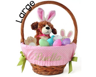 Large Personalized Easter Basket Liner For Oversized Easter Baskets, Custom Basket Liner, Basket not included - Pink Tiny Dots