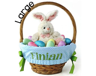 Large Personalized Easter Basket Liner For Oversized Easter Baskets, Custom Basket Liner, Basket not included - Blue Tiny Dots