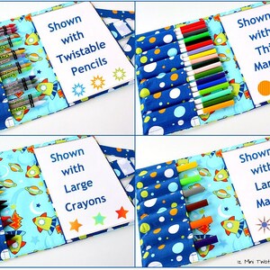 Crayon wallet, crayon case, children's art toy, crayon holder, coloring toy, crayon artist case, travel toy, crayon roll Animals image 5