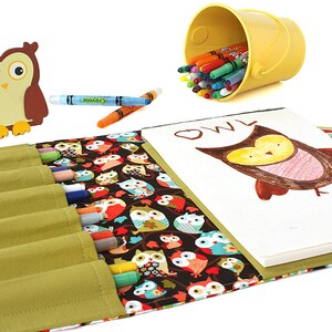 Carteira de giz de cera, estojo de giz de cera, brinquedo de arte infantil, porta-giz de cera, brinquedo de colorir para crianças, estojo de giz de cera para artista, brinquedo de viagem, rolo de giz de cera - Dark Owls
