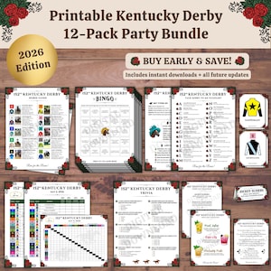 Kentucky Derby Party Games 2026: Printable Derby Bingo, Betting Sheets, Trivia, Horse Guide, Cocktail Food Menu, Post Positions