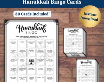 Hanukkah Bingo: Find Someone Who Icebreaker Game, Printable Cards, PDF Download