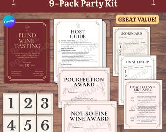 Blind Wine Tasting Party Kit: Printable Scorecards, Invitations, & Guide (Digital Download)