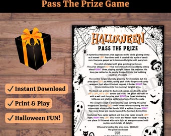 Halloween Pass the Prize Game: Left Right Story - Printable PDF