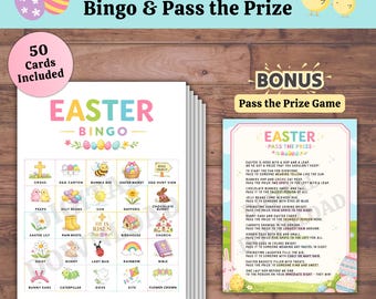 Printable Easter Games Bingo & Pass the Prize Left Right Story (Digital Download)