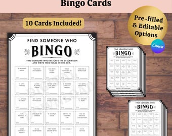 Find Someone Who Bingo: Icebreaker Game, Editable Template (PDF Download)