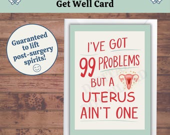 Karta powrotu do zdrowia po histerektomii – Wydrukowana karta z życzeniami powrotu do zdrowia po operacji macicy w formacie PDF dla pacjentów