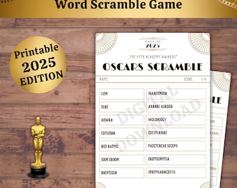 Oscars Word Scramble 2025: Printable Academy Awards Party Game, Puzzle & Key, PDF Download