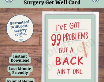 Funny Back Surgery Card, Spine Surgery Recovery Card, Herniated Disc Get Well Gift