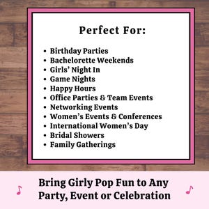 Girls night music bingo party game perfect for birthdays bachelorette parties and game nights