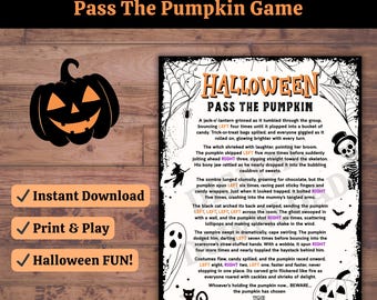 Halloween Left Right Game Printable | Pass the Pumpkin Story | Classroom, Trunk-or-Treat, Family Party | Instant PDF