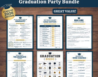 Printable Graduation Party Games Bundle, Graduation Bingo, Grad Trivia, Mad Libs, Word Scramble, Class of 2026 Party Games, Instant Download