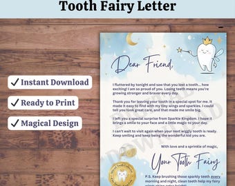 Printable Tooth Fairy Letter | Magical Message (Instant Download PDF)